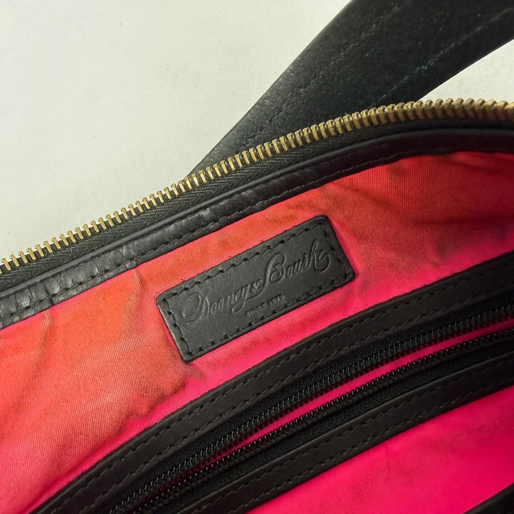 DOONEY & BOURKE Black Nylon Hobo Shoulder Bag Leather trim pink lining READ‎